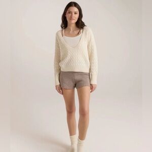 BNWOT Malbon Womens Gabrielle Cableknit Sweater Ivory size L